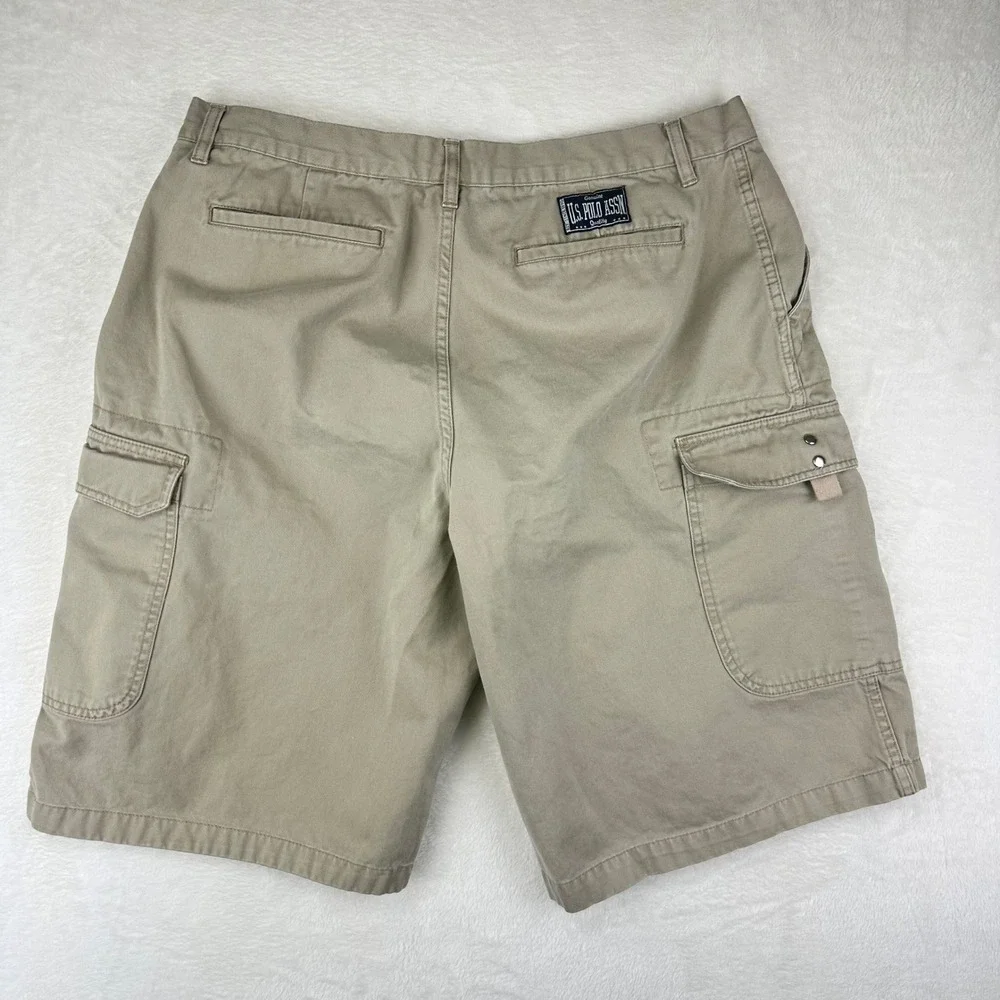 US‎ Polo Assn Cargo Shorts Mens 38 Tan Khaki Relaxed Fit Cotton Twill Utility